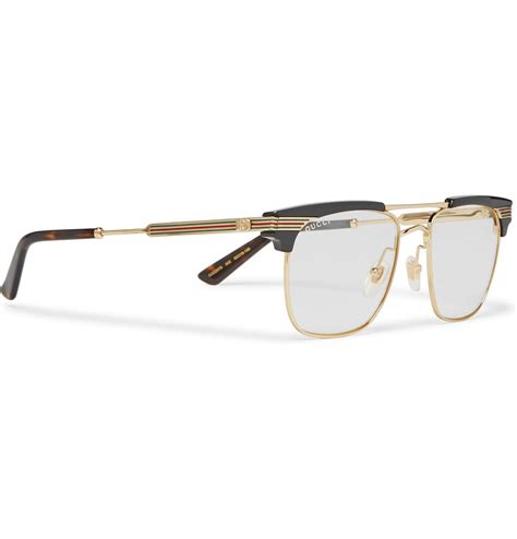 gucci eyeglass frames gold|Gucci gold frame glasses men's.